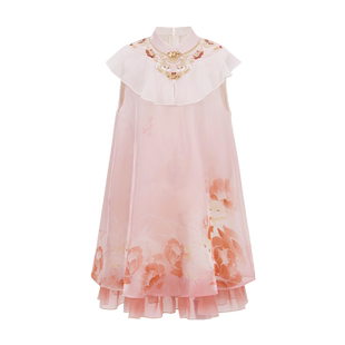 十三余童装[喵呜甜心]旗袍女童中国风新中式古风汉服改良连衣裙夏