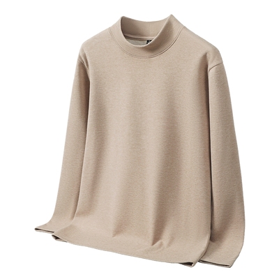 班尼路冬季半高领羊毛蚕丝体恤男