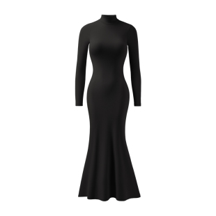 【宋茜推荐】曲线主义长袖连衣裙新款流行包臀裙新款修身显瘦高领