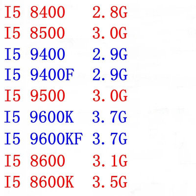 I5 8400 8500 9400F 9400 9500 9600K 9600KF 8600 8600K 散片CPU