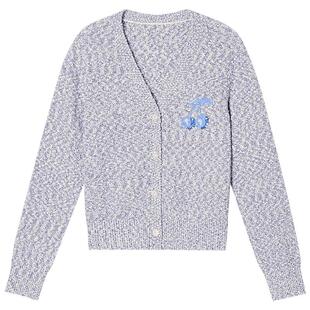 SALT.P可颜浅紫色v领针织开衫毛衣外套/短袖针织上衣