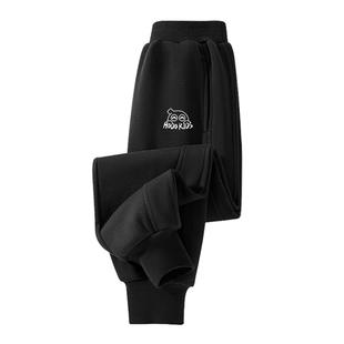 红豆儿童加绒裤子2026新款男孩灰色薄绒休闲裤冬天保暖裤男童棉裤