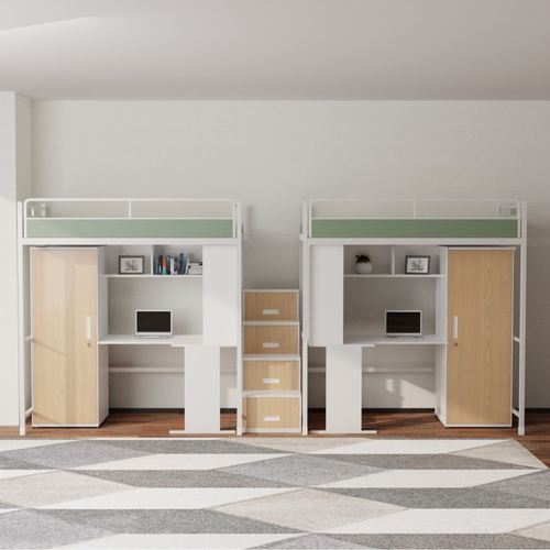 上床下桌公寓床双层学校加厚铁床宿舍单人简约学生钢制金属员工