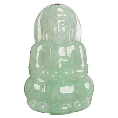 缅甸天然翡翠玉观音吊坠男大款