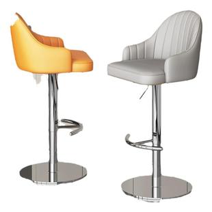 吧台椅收银台高椅子不锈钢升降岛台轻奢家用靠背前台凳子接待座椅