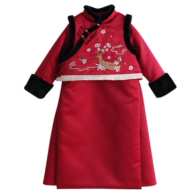 贝优可加棉加厚冬季女童拜年服