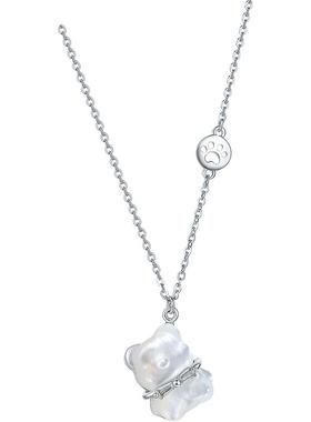 周六福S925银冰糖小熊项链女