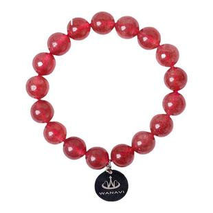 瓦萨比天然蔷薇草莓晶手链女单圈冰种收藏级手串饰品珠子