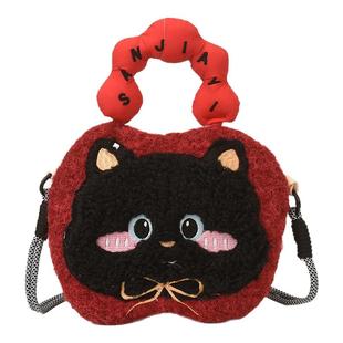 可爱搞怪卡通毛绒包包女款2026新款时尚小众超火单肩斜挎包手提包