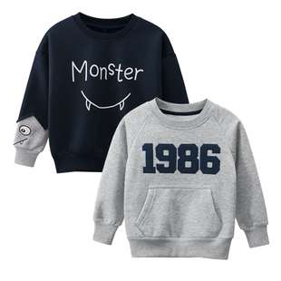 男童加绒卫衣2026春秋新款儿童休闲宝宝一体绒薄绒上衣打底衫洋气