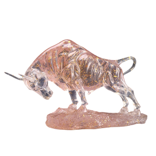 牛气冲天透明金箔摆件家居客厅玄关万马奔腾大展宏图艺术装饰摆设