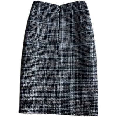 羊毛半身裙秋冬韩版高腰复古格子