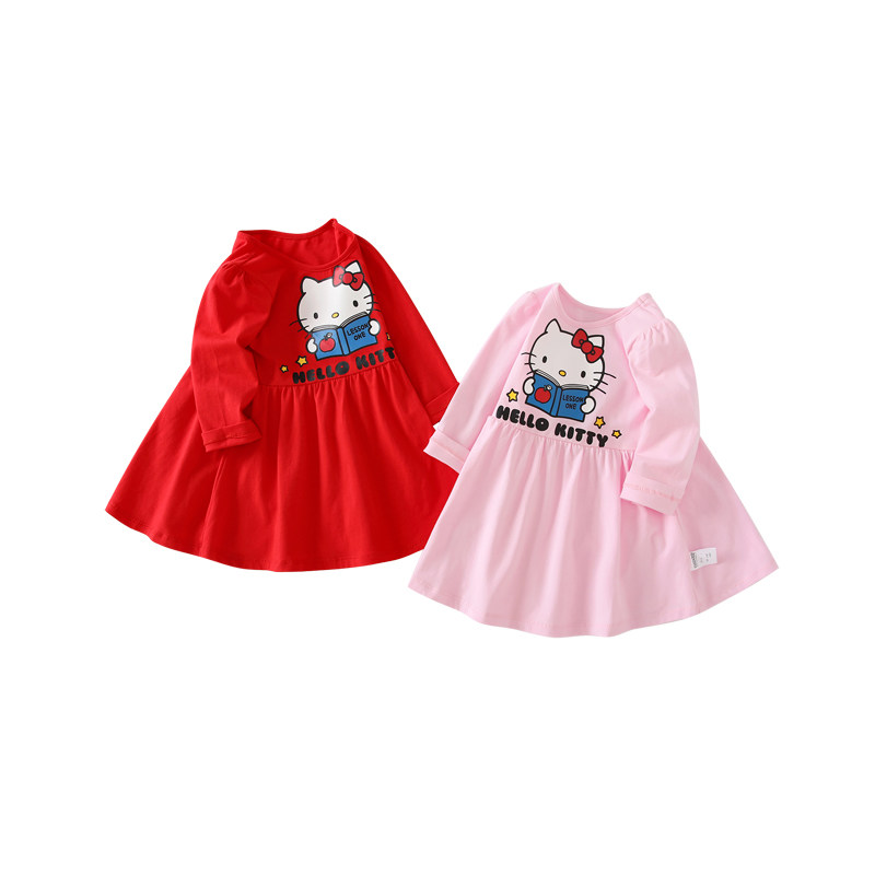 hellokitty童装女童百褶裙圆领