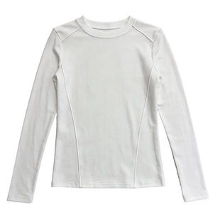 kola kola极简风长袖T恤女圆领打底衫内搭显瘦基础款上衣Y110043