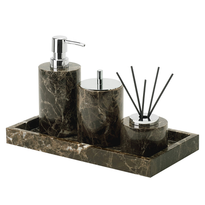 深啡大理石卫浴套件轻奢新中式