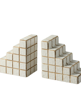 现代侘寂风创意手绘几何方块书柜