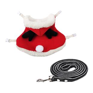 圣诞兔子衣服 豚鼠龙猫圣诞过暖装扮保暖衣服 牵引绳 兔兔衣服