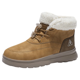 足力健老人鞋2025冬季新款皮毛一体保暖防寒厚底增高短筒雪地女靴