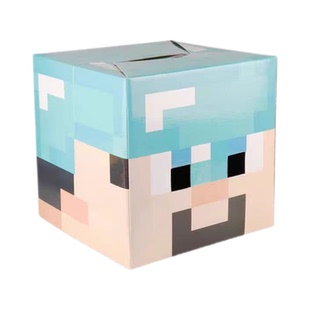 我的世界3D方块真人COS头套史蒂夫苦力怕DIY可折叠大号头戴纸模型