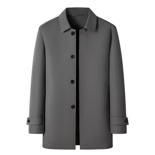 [鹅绒风衣免烫]梦特娇男士羽绒服25冬款中长夹克保暖鹅绒外套厚J