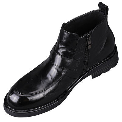 广州高端男士皮靴2025秋冬新款潮流真皮侧拉链高帮英伦风休闲皮鞋