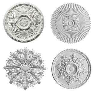 法式PU灯盘圆形吊顶造型装饰欧式仿石膏天花板拼花组合吊顶圆盘