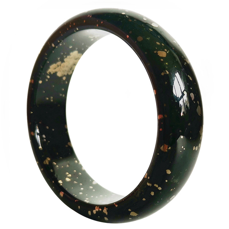 新疆和田玉山料手镯墨青黑墨玉