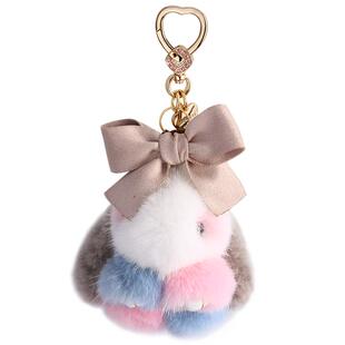 可爱兔子钥匙扣毛绒书包挂件车钥匙挂饰生日礼物送女友情人节高级