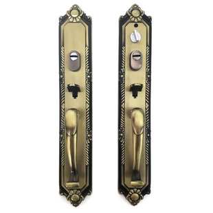 罗普斯金门锁加厚青古铜对开门大拉手平开门通用老式铝合金大门锁