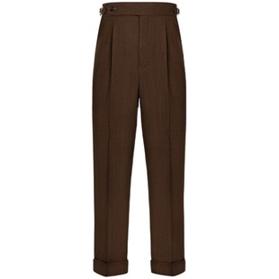 【麻丝人字纹】CULTUM意式那不勒斯单褶免烫西裤男高级感西装裤子