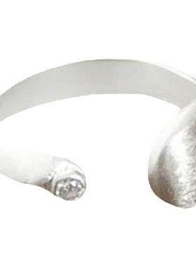 古罗珠宝女生银戒指小众