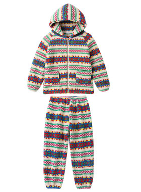 女童冬季加厚条纹连帽家居服洋气