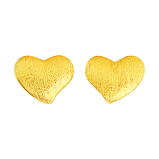 黄金耳钉足金999爱心2025新款小巧磨砂直针正品按克耳饰纯金女款