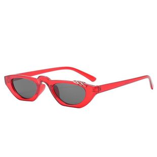 新年红椭圆ins潮流网红眼镜红色网游游戏同款墨镜小脸水晶哥墨镜