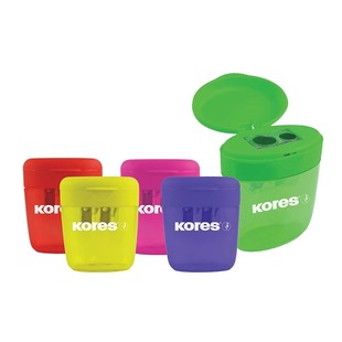 欧洲KORES高乐士定存双孔卷笔刀小学生便携安全带碎屑存储学生加粗铅笔手动削笔器转笔刀削铅笔刀刨笔刀