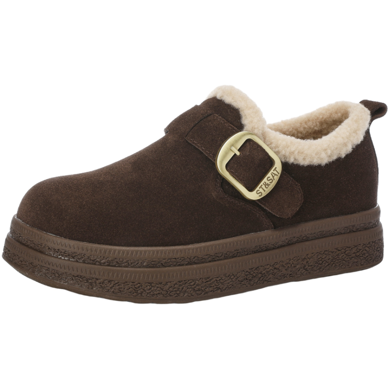 星期六勃肯鞋女冬2025冬季新款女鞋女款爆款加绒加厚保暖真皮棉鞋