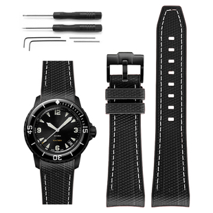 适用斯沃琪宝珀表带Swatch Blancpain联名风暴洋尼龙编织纹硅胶带