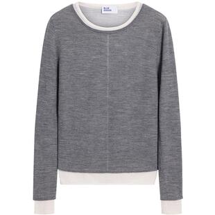 【100%绵羊毛】BLUE ERDOS2026早春新品休闲百搭撞色圆领女针织衫