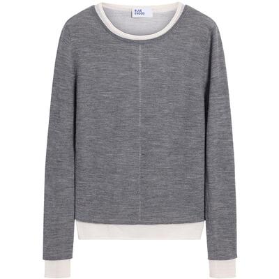 【100%绵羊毛】BLUE ERDOS2026早春新品休闲百搭撞色圆领女针织衫