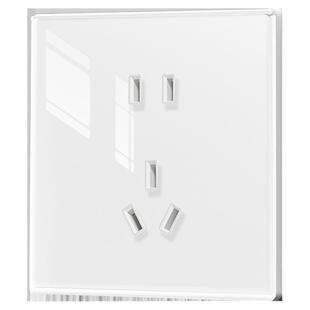 超薄钢化玻璃开关插座面板奶油风家用白色86型墙壁电源一开五5孔