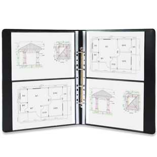 高档商务皮革A3文件夹资料册8K图纸画册收纳A4文件奖状海报收纳册