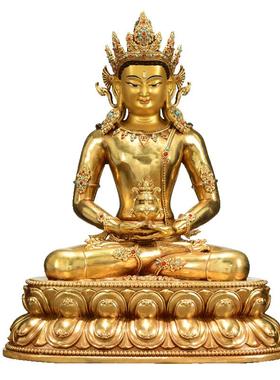 鎏金常寿佛铜像铜器装饰摆件