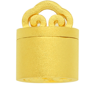 999足金吊坠情侣吾爱圆形印章可打开挂件空心随身私章项链男女