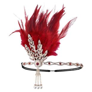 复古新娘羽毛发带欧美时尚头饰晚宴舞会派对礼服配饰盖茨比头带