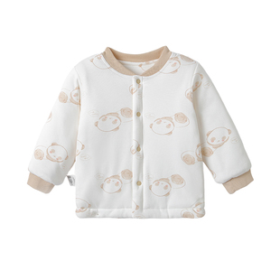 婴儿纯棉A类夹棉保暖上衣秋冬加厚卡通棉衣宝宝家居服睡衣棉服