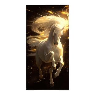 马到功成走廊挂画玄关装饰画过道进门壁画抽象轻奢现代简约灯光画