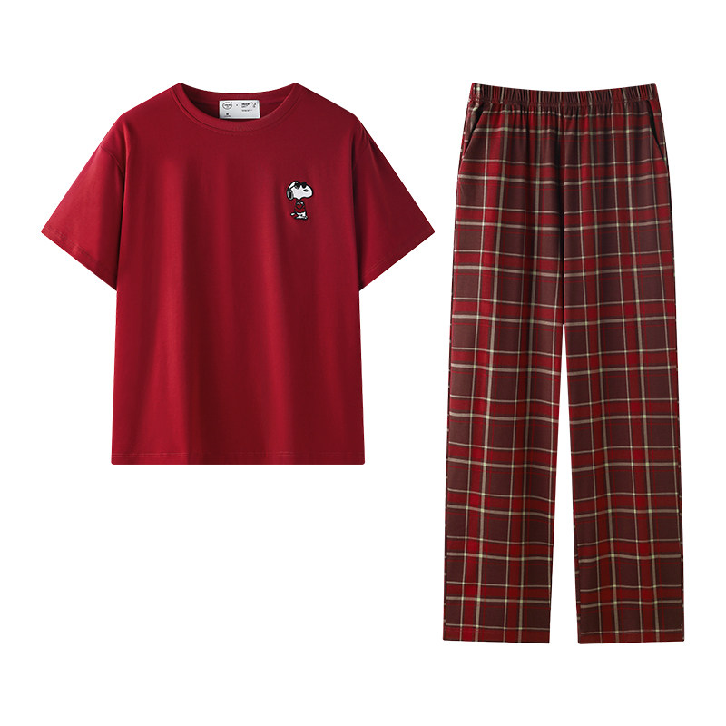 贝妍夏季凉感纯棉短袖长裤家居服