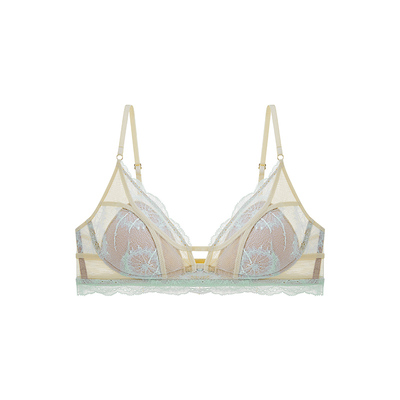 里性蕾丝无钢圈3/4杯蕾丝拼网纱