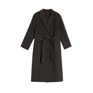 Maven Lin【现货7.5折】椰子灰羊毛毛呢外套女高级感长款呢子大衣