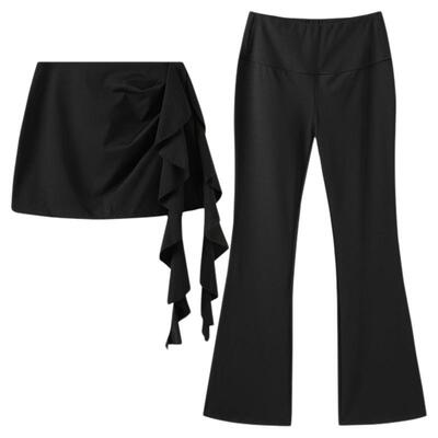 西町村屋设计感裙裤套装女装2025秋季新款休闲飘带裤子XAAC10133